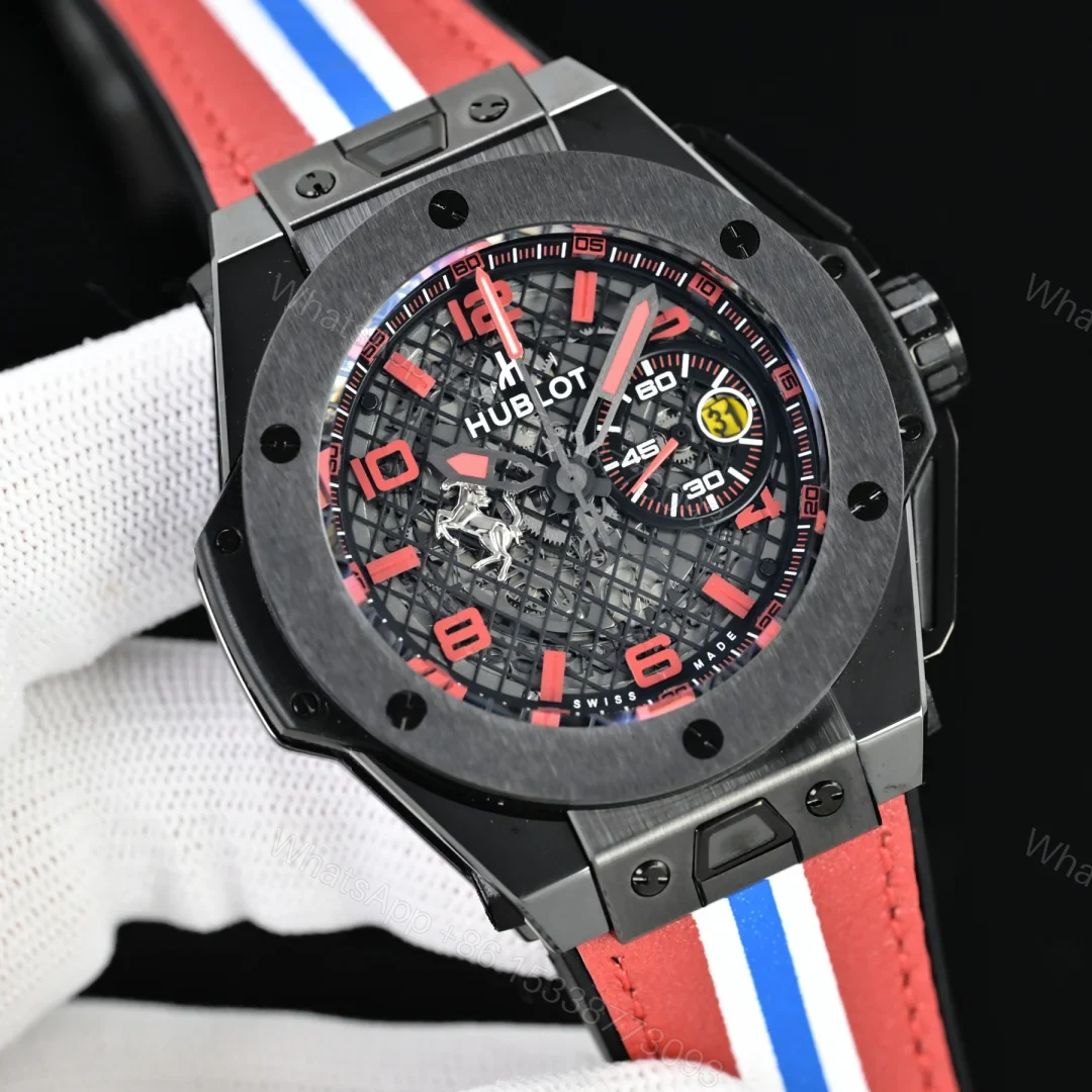 View 2 of Hublot Big Bang Ferrari Replica 45MM Premium Titanium Black Rubber Strap Edition RG-HUBLOT-FERRARI-F4-45
