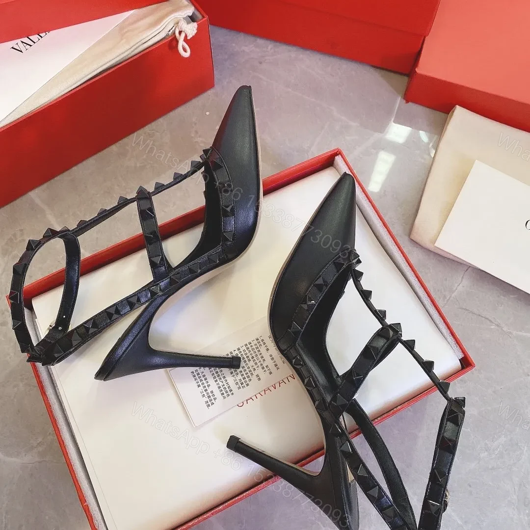 View 5 of Valentino Women Black Leather Studded Heels