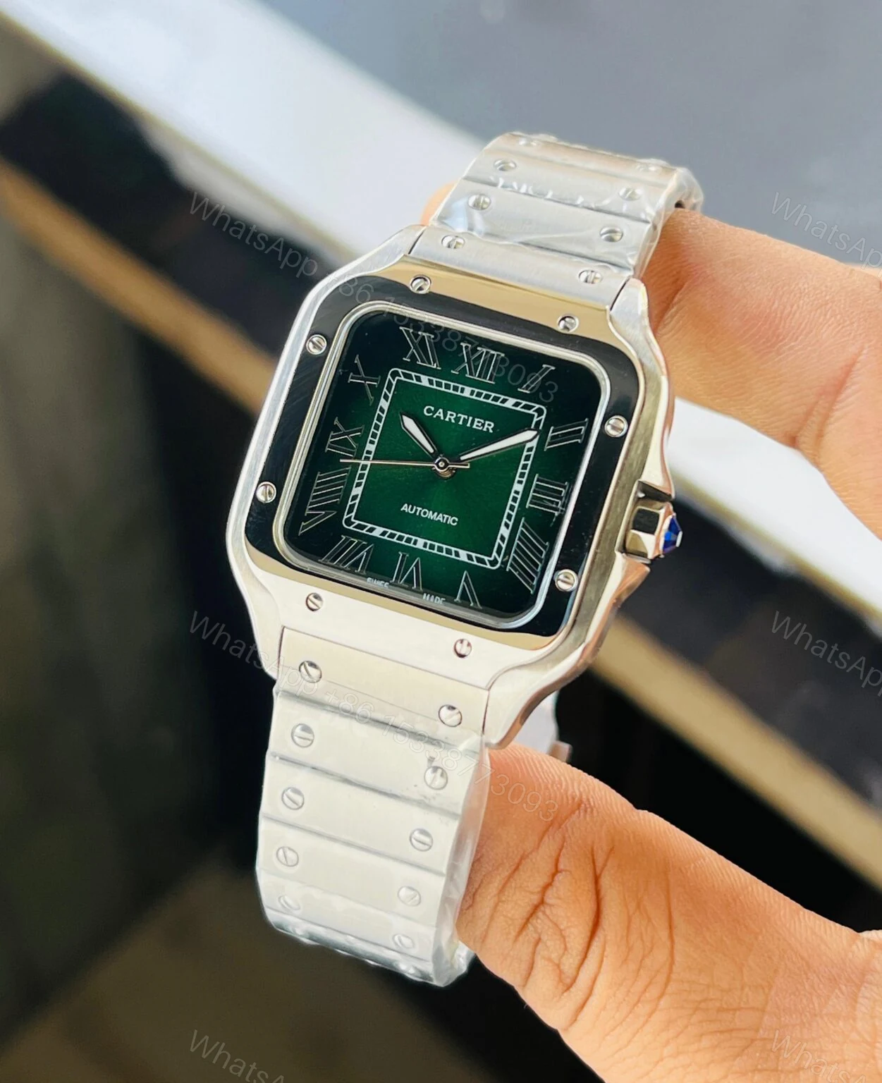 View 2 of Cartier Santos 43MM Green Dial Automatic