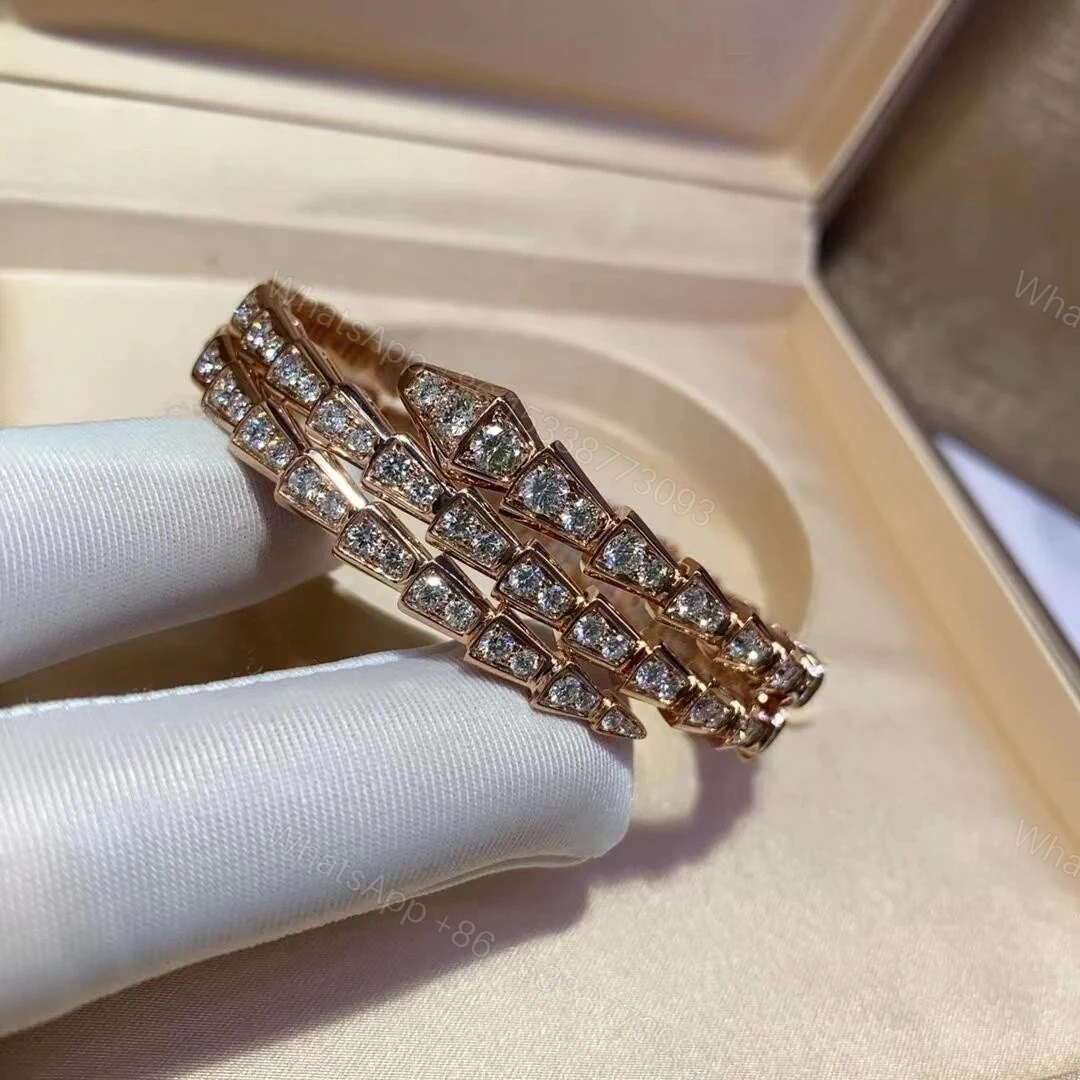 View 8 of Bvlgari 18K Gold Viper Bracelet Full Pave Diamonds 2 coil