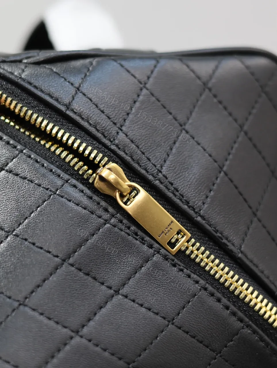 View 9 of Quilted Crossbody, Gold Monogram, Compact Luxe Bag