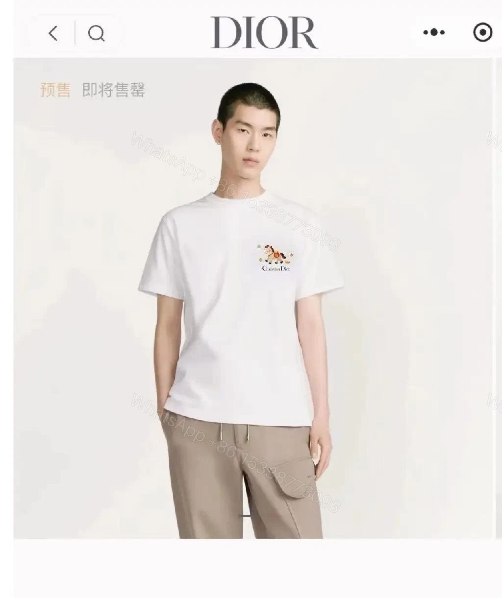 View 3 of White Cotton Tee with Embroidered Pony – Subtle Luxury Style