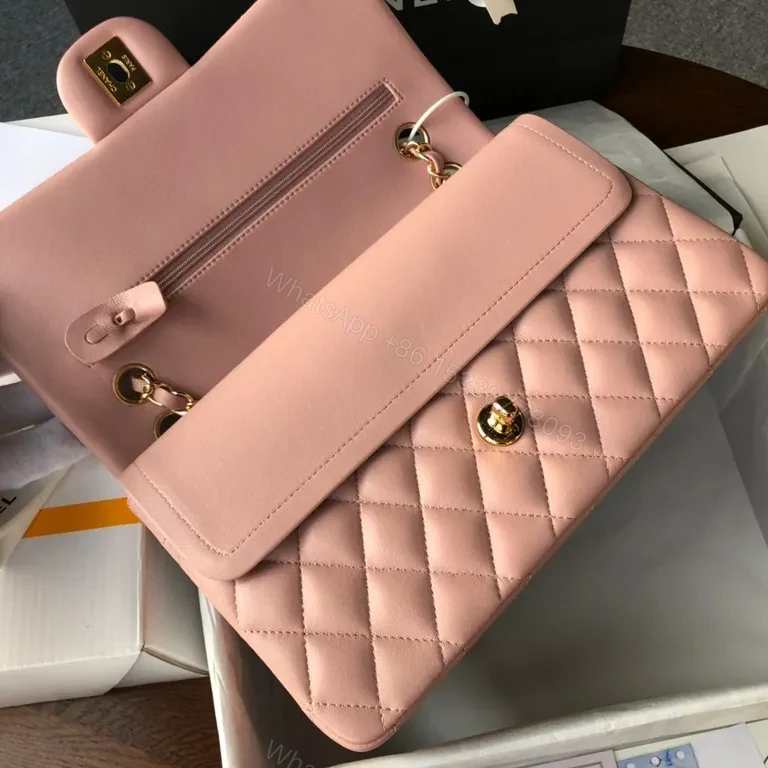 View 6 of Soft Pink Quilted Chanel-Inspired Flap Bag