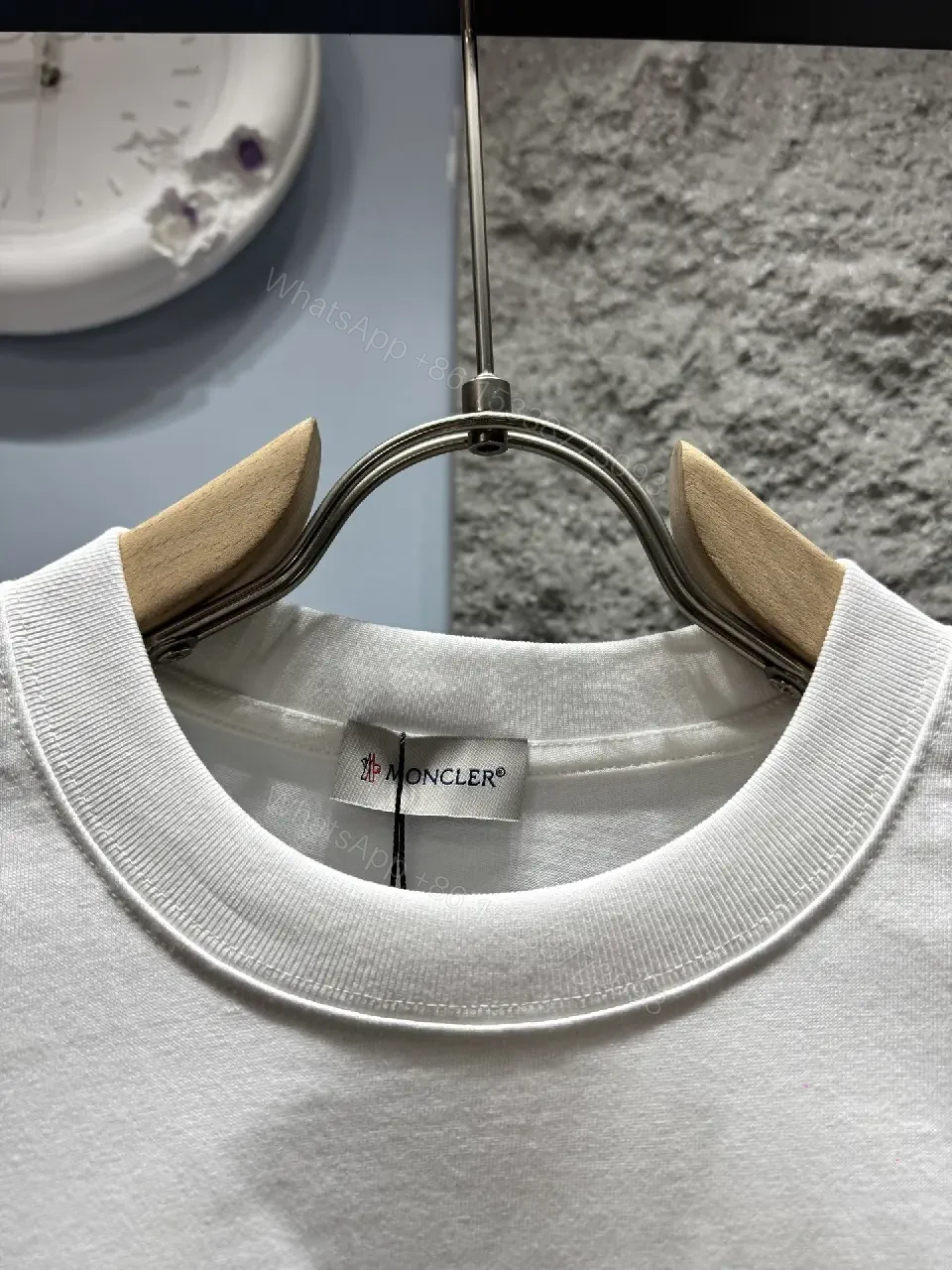 View 10 of White Cotton Crest Tee: Modern Luxury, Relaxed Fit