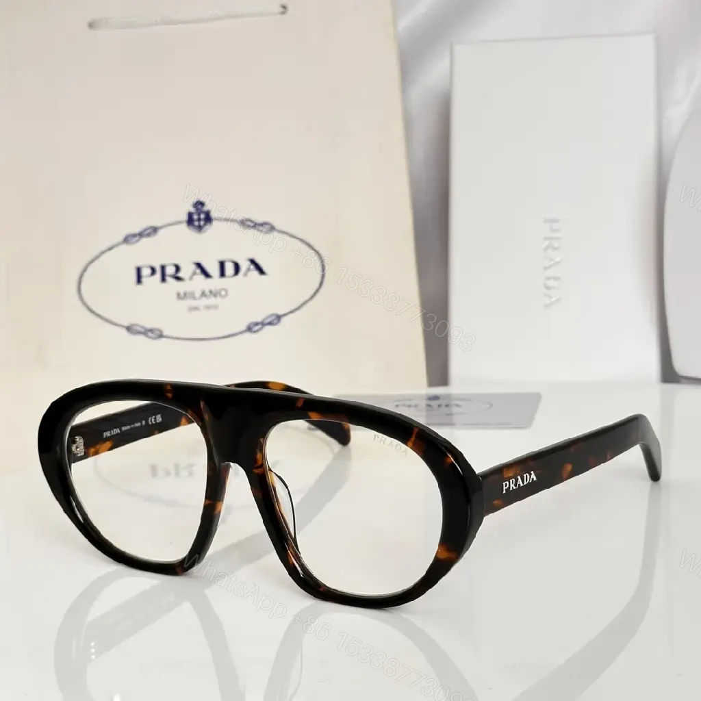 View 3 of Tortoise Shell Modern Oversized Sunglasses, Glossy Acetate, PRADA-Trimmed