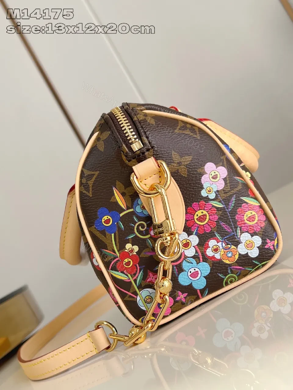 View 5 of Vibrant Florals Monogram Luxury Handbag with Gold Hardware