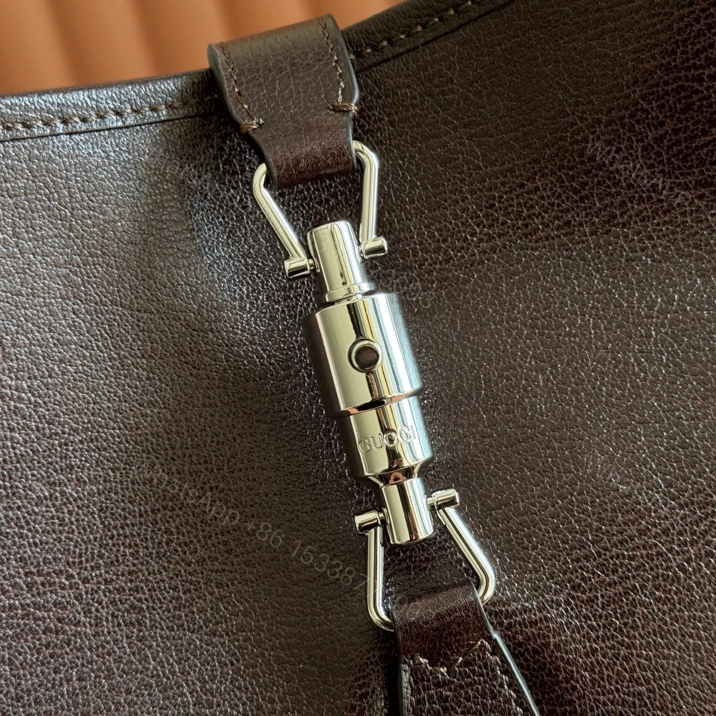 View 3 of GUCCI 26S JACKIE SLIM SHOULDER BAG 28 IN DARK BROWN CALFSKIN