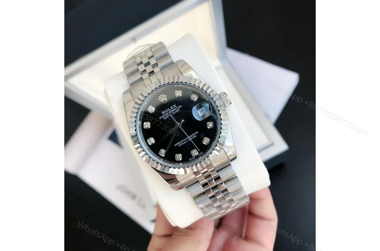 View 2 of Replica Rolex Datejust SS/SS Jub Black/Dial 36/28 mm