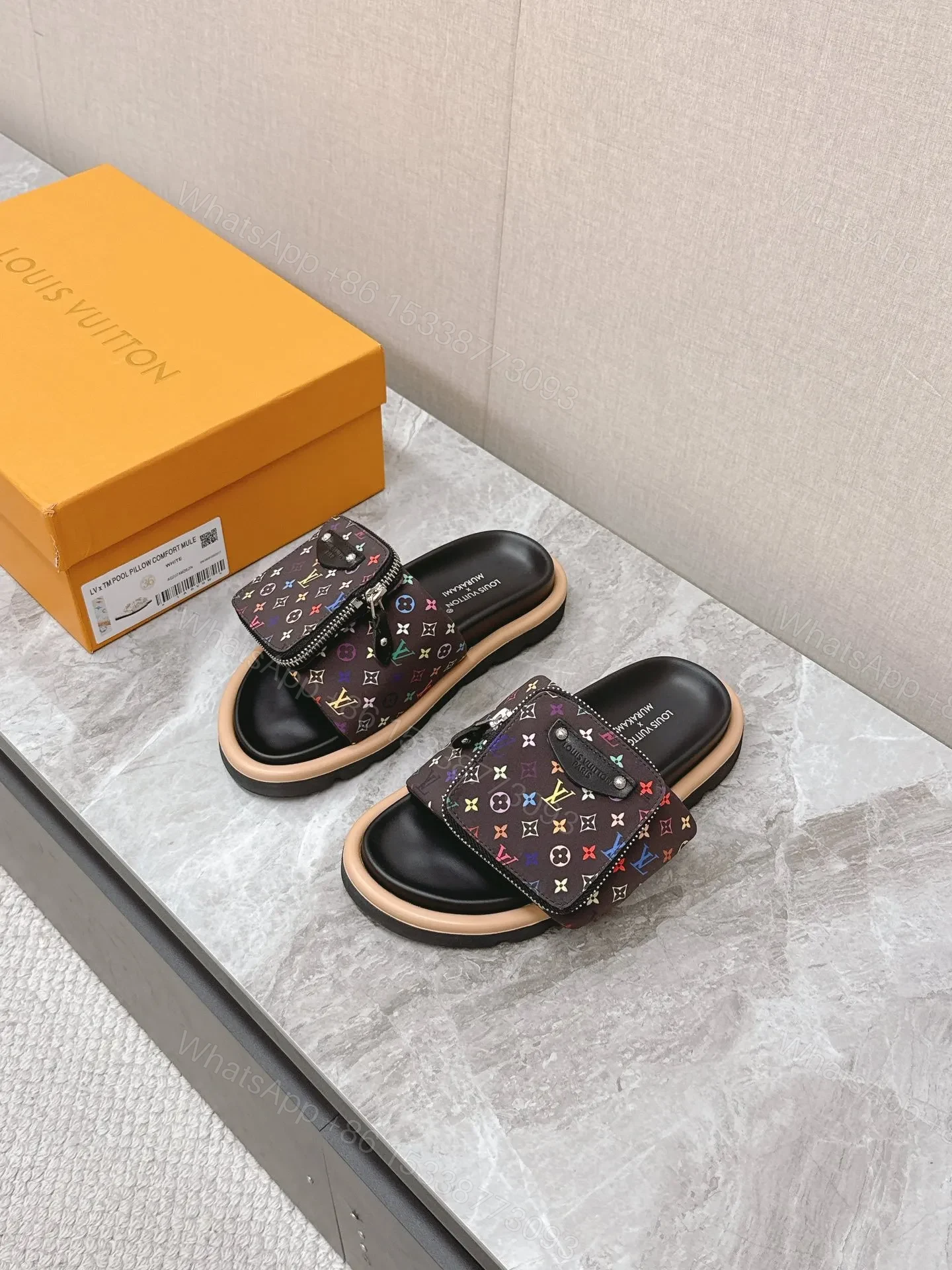 LV Women Black Multicolor Canvas Comfort Mules — view 1
