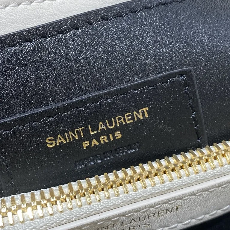 View 6 of White MatelassÃ© Shoulder Bag with Gold Chain - YSL Style Bag