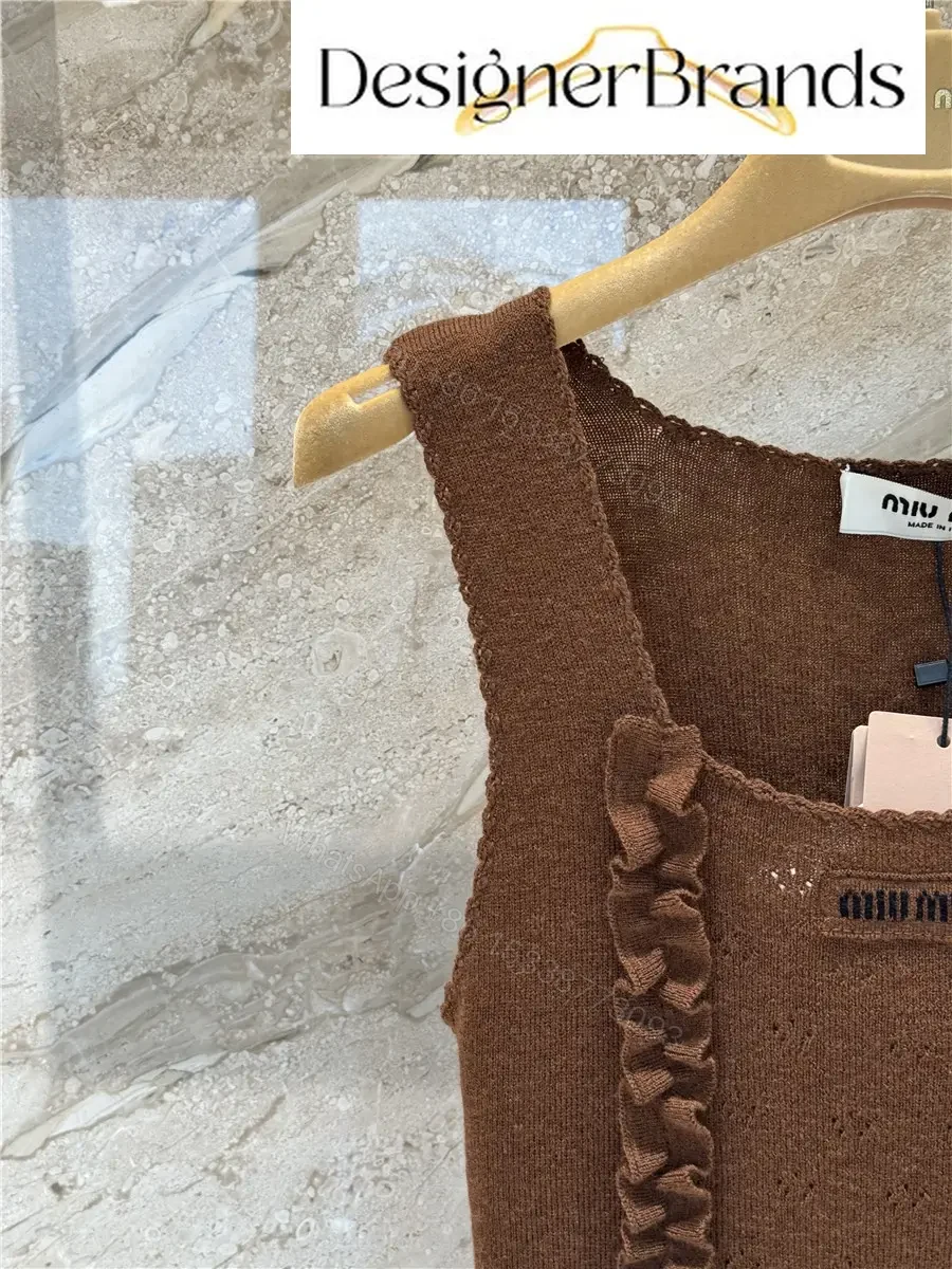 View 4 of Miu Miu Lace-Trimmed Ruffle-Detail Knitted Vest
