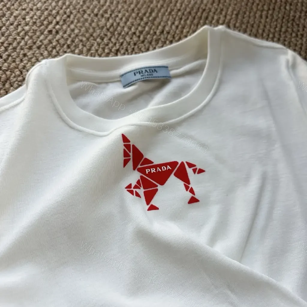 View 11 of Geometric Dog Knit Tee: White, Premium Minimalist Style, Durable Comfort