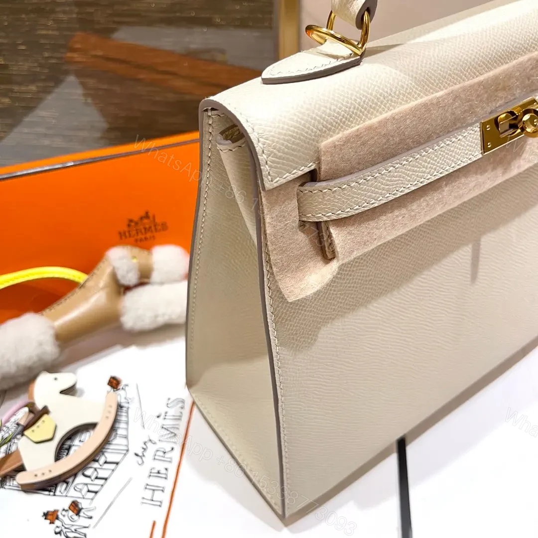 View 7 of HN 25CM WHITE EPSOM LEATHER GOLD HARDWARE