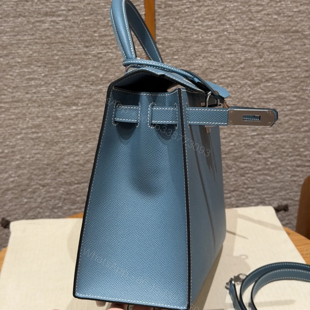 View 8 of 高仿Hermes*Kelly28系列H043130EP7C牛仔藍銀扣牛皮純手工