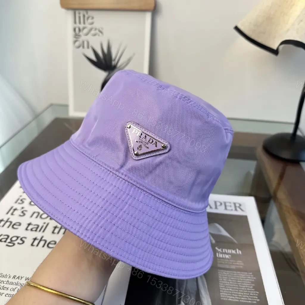 View 9 of Pastel Lavender Nylon Bucket Hat with Prada-Inspired Detail