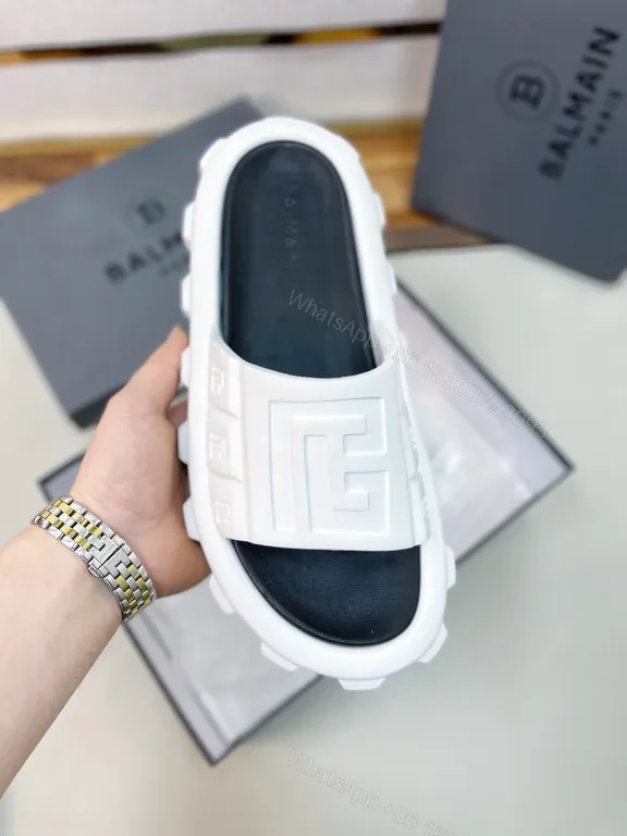 White Balmain-Inspired Slide: All-Day Comfort Slip-On — view 1