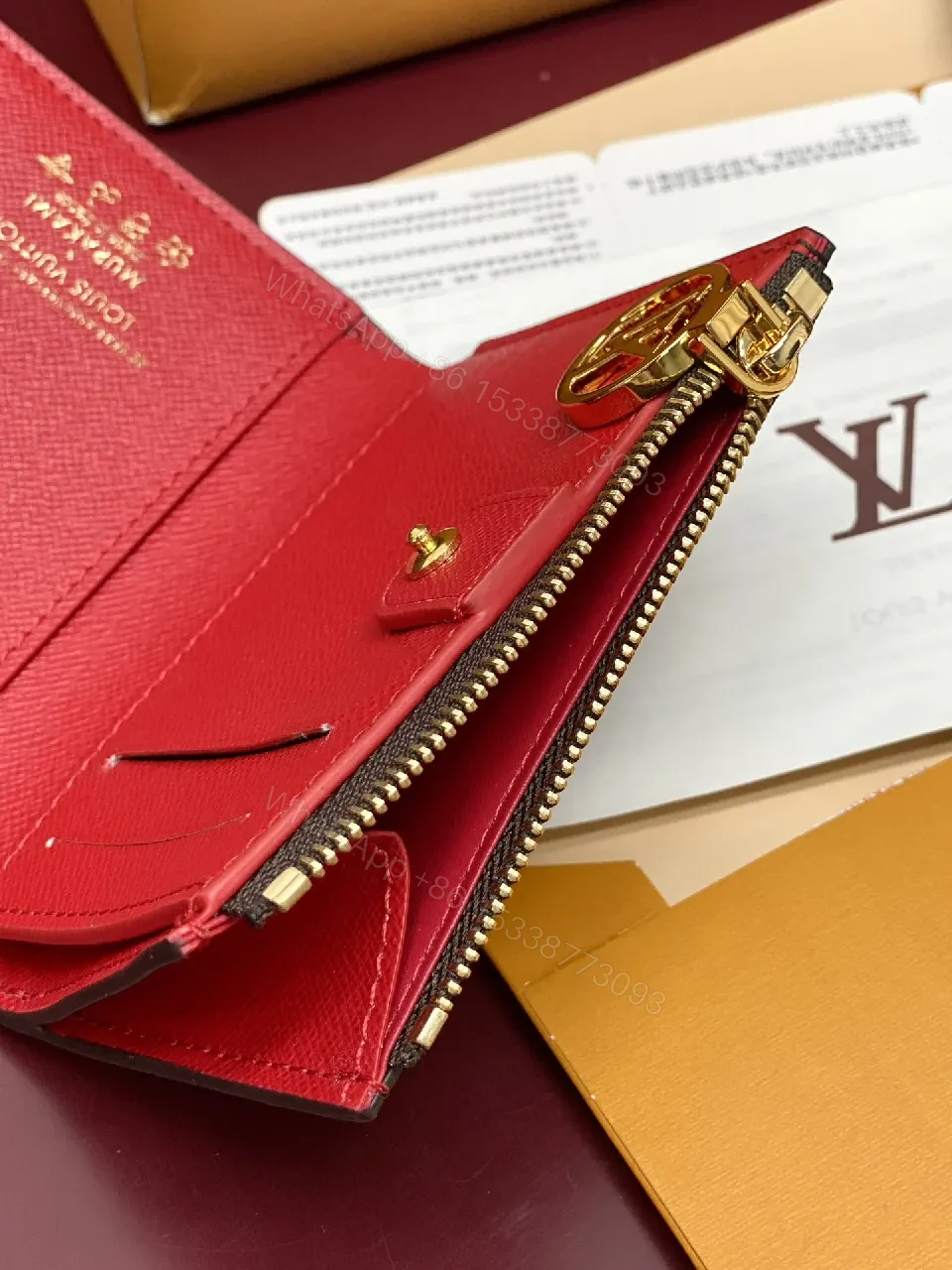 View 2 of Compact Cherry LV Monogram Wallet: Luxe, Modern, Durable