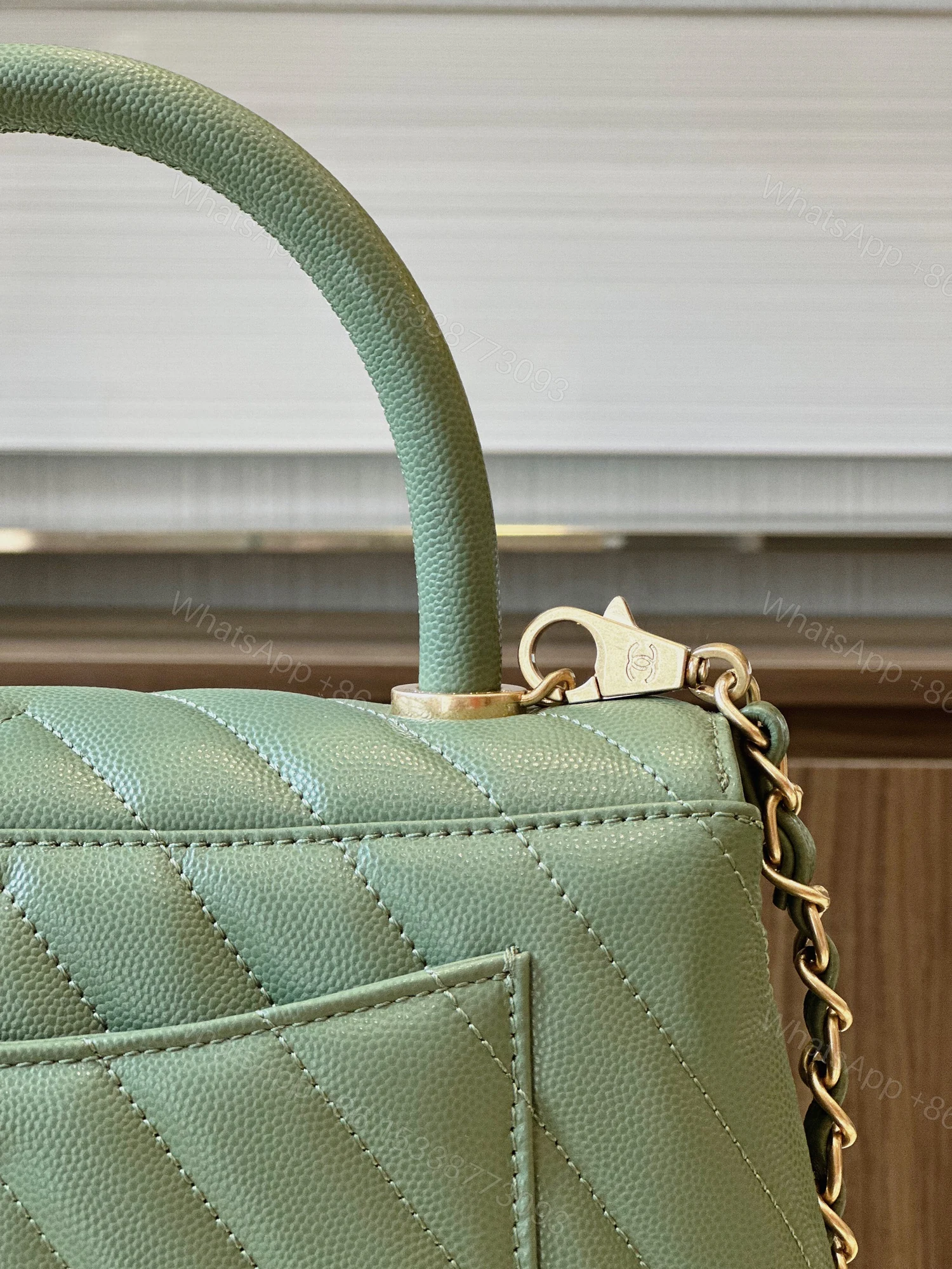 View 3 of Chanel Coco Handag V-Shaped Pattern With Lock Gold 25cm