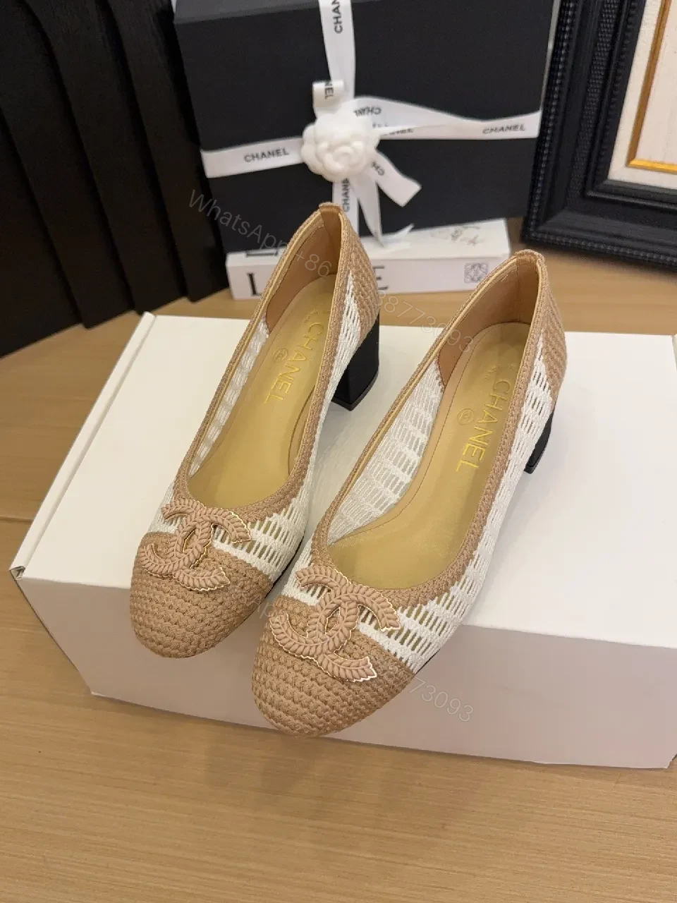 View 9 of Beige Jute Espadrille Flats with Logo Motif