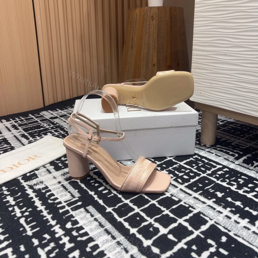 View 9 of 高仿Dior*Dway系列KDQ895一字高跟刺繡涼鞋裸色免檢版