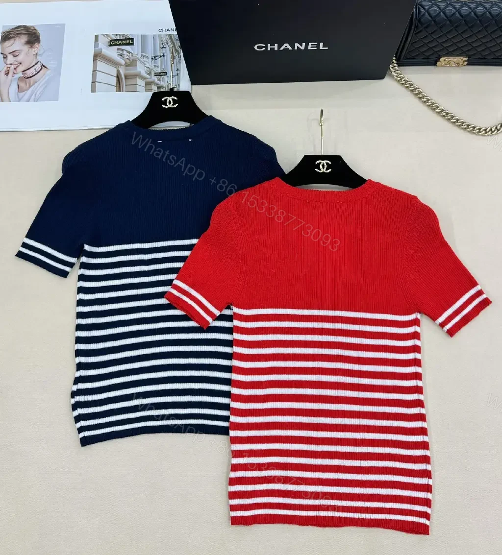 View 3 of Bold Stripes Knit Tee with Crest Logo