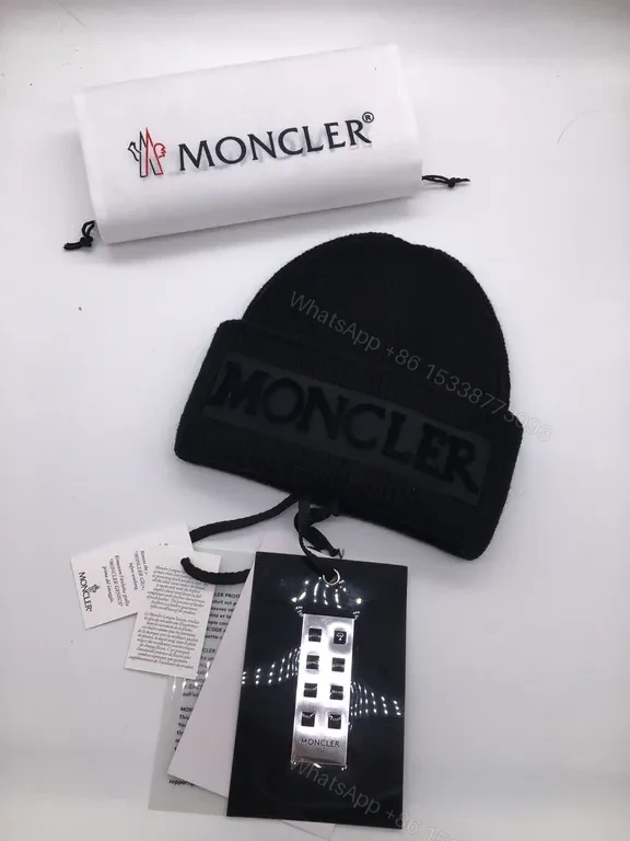 View 5 of Moncler Knit Beanie: Minimalist Texture, Warmth, Logo Patch