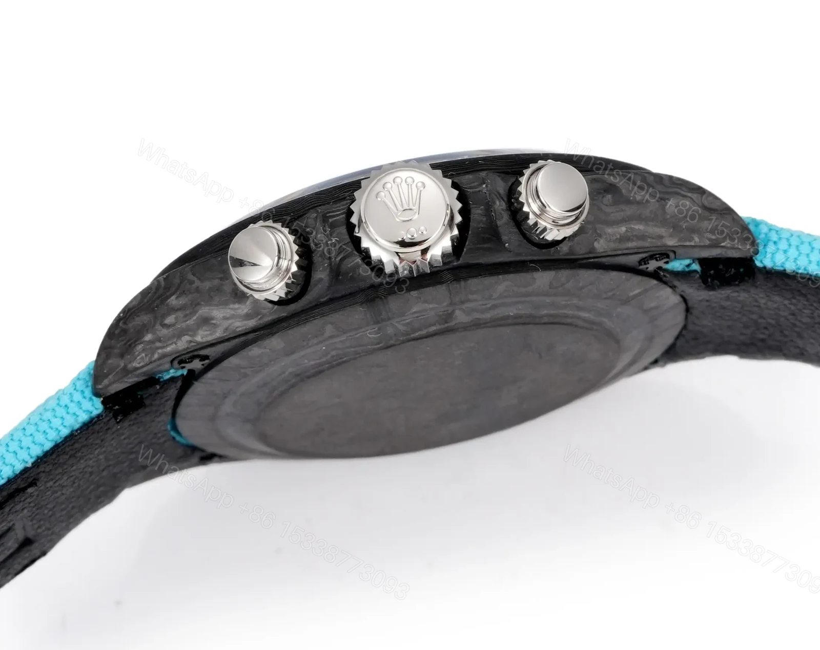 View 6 of Rolex Daytona Desert Sand Carbon Tiffany Edition Blue Strap Blue White Dial 40mm RG-DAYTONA-DESERT-SAND-TIFFANY