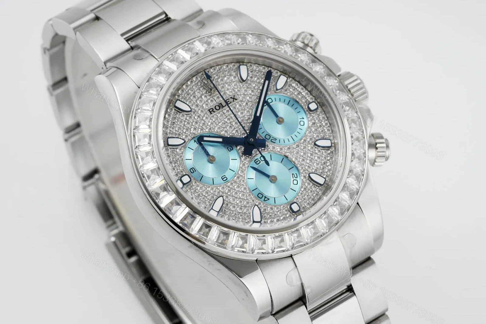 View 2 of Rolex Daytona Ice Blue Diamond Watch Oyster Bracelet Ultimate 40MM RLX-DAY-40-ICE-DIA-OYS