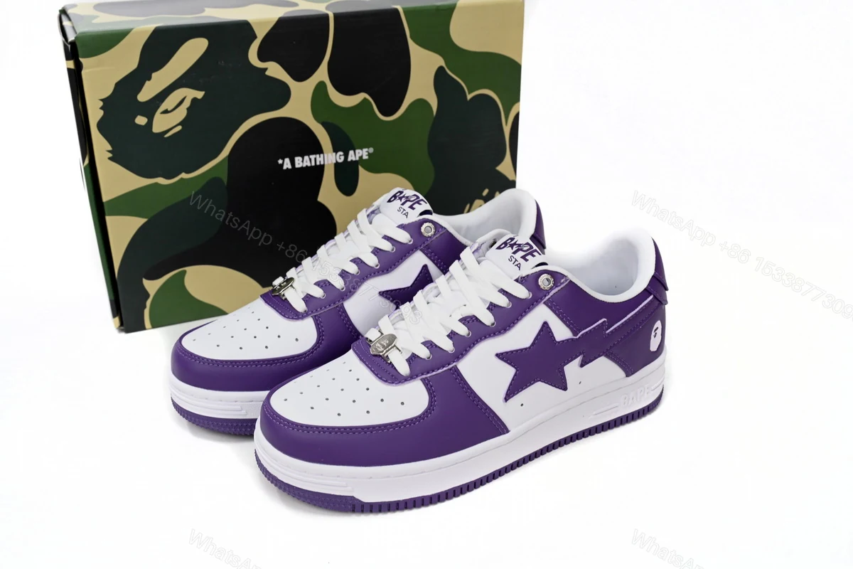 Cheap Fake BapeSta A Bathing Ape Low White Purple 1170 0191 007 — view 2