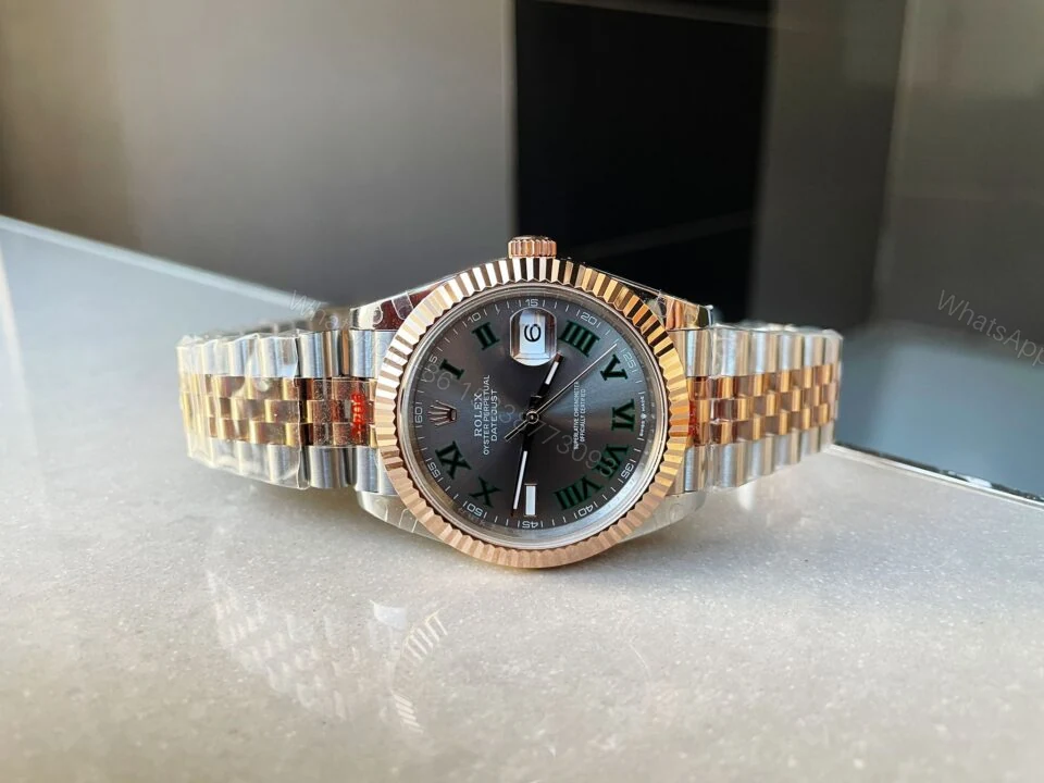 View 3 of GMF GM Factory 1:1 Rolex DateJust Men 41mm “wimbledon” RG and SS V2 Grey textured Dial Roman Markers