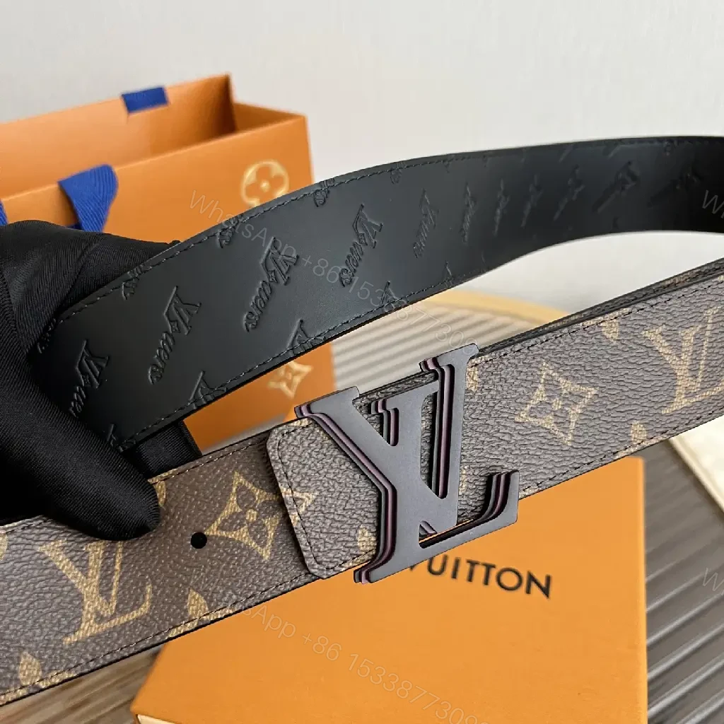 View 8 of Brown Monogram Canvas Belt with LV Logo Buckle
