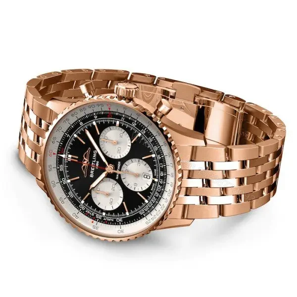 View 2 of Replica Breitling Navitimer Men Automatic Black 18ct Rose Gold Watch RB0138211B1R1