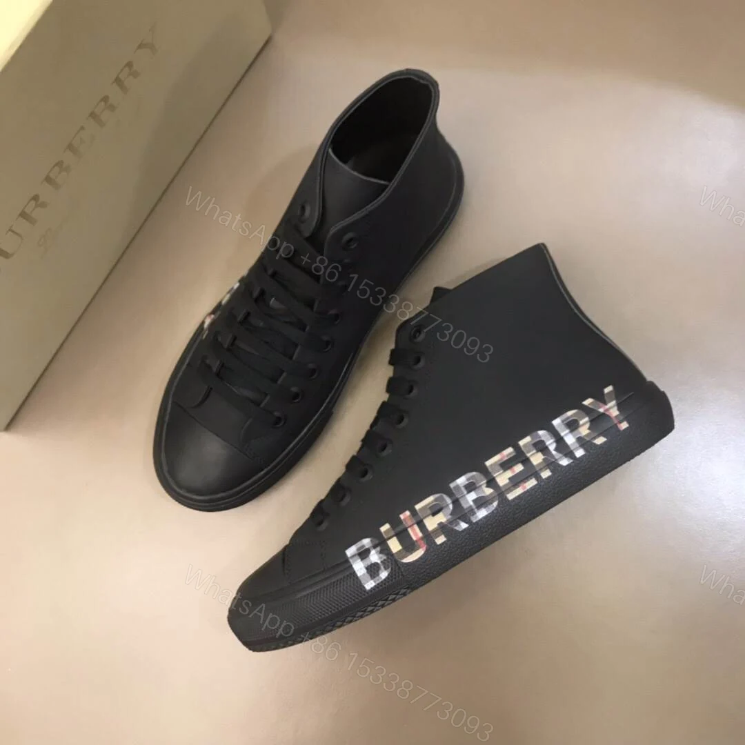 View 7 of BURBERRY LOGO PRINT GABARDINE HIGH-TOP SNEAKERS – BBR82