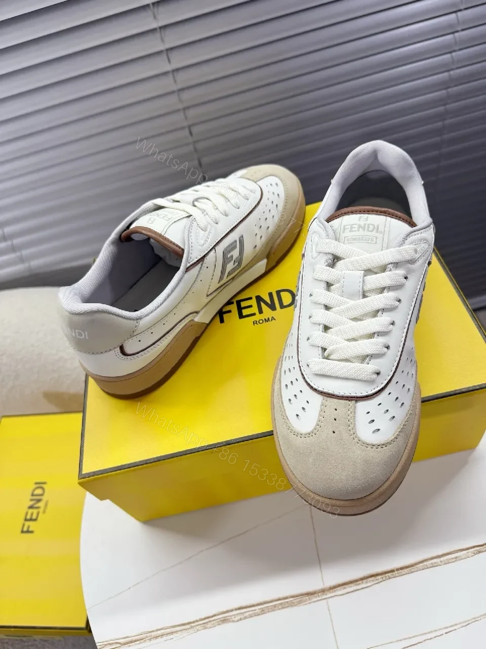 View 4 of Casual Luxury White-Beige Leather High-Top Sneaker, Comfort