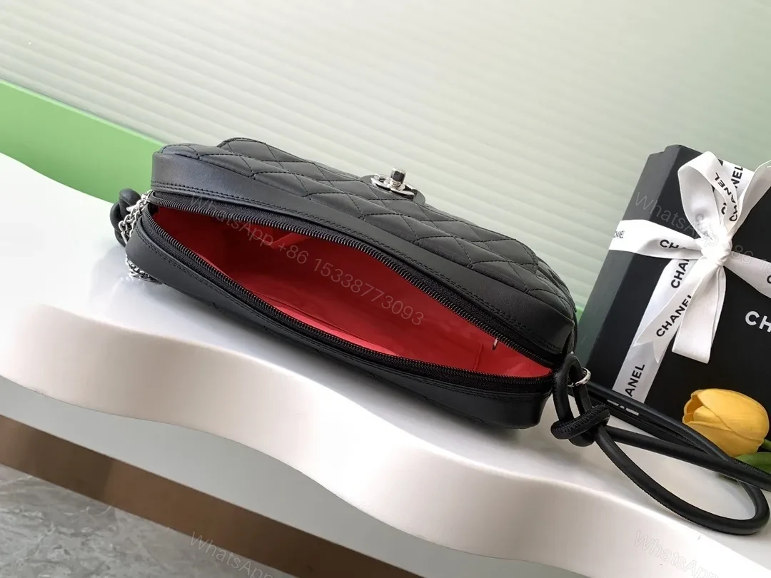 View 4 of Quilted PU Camera Bag: Chic, Silver Clasp, Crossbody
