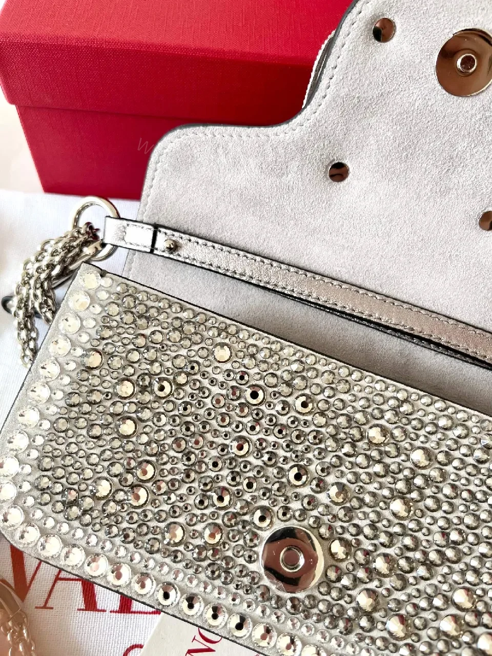 View 7 of Glam Rock Crystal-Embellished Mini Bag with Logo Twist