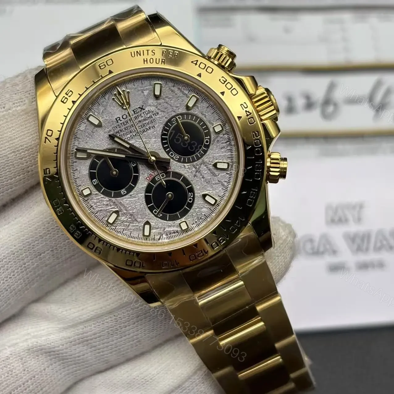 View 2 of Super Replica Rolex Cosmograph Daytona “Meteorite” 116508 Gold
