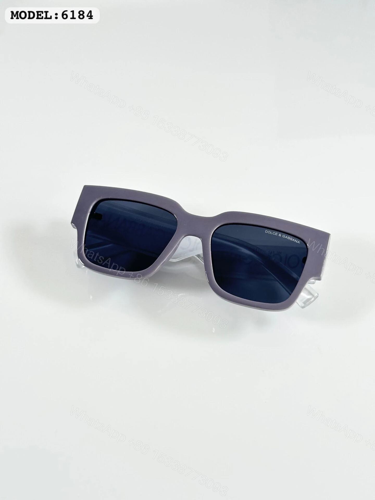 View 2 of Dolce & Gabbana 6184 Grey Square Sunglasses Black Lens