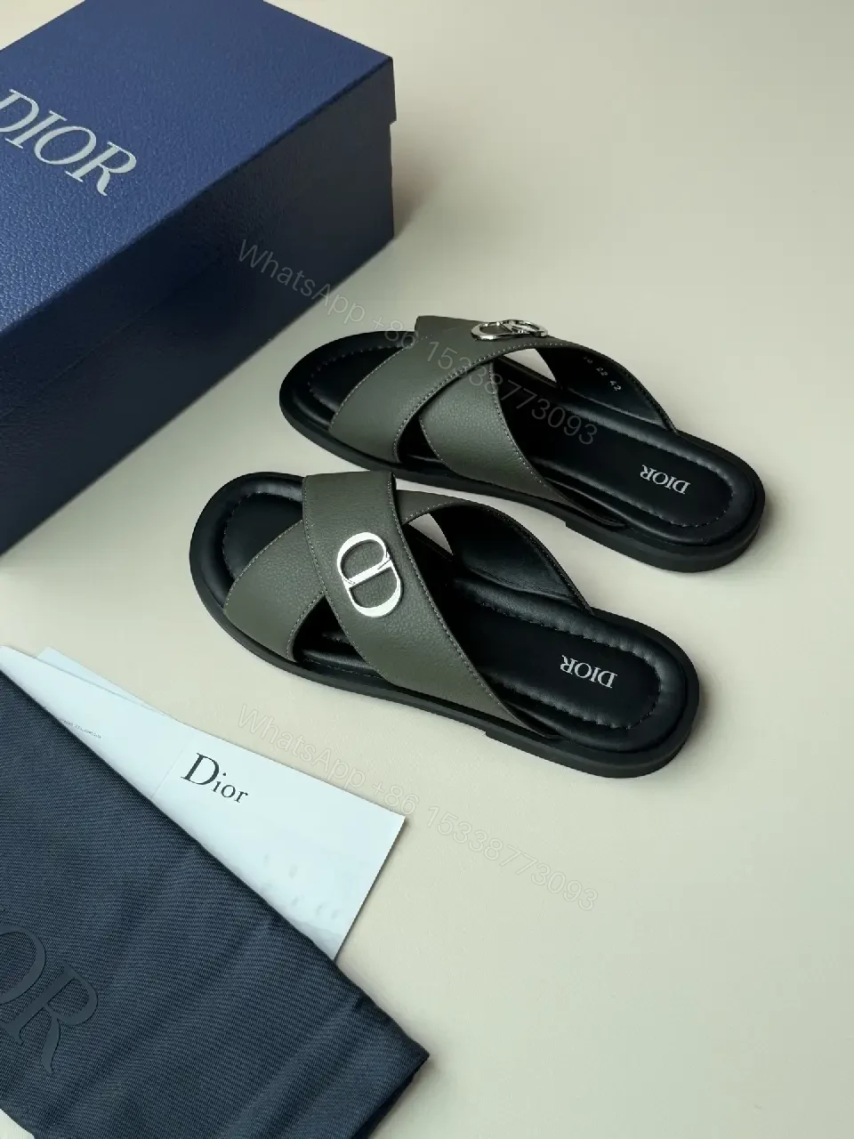 View 5 of Minimalist Leather Slides with Signature Hardware, Modern Comfort