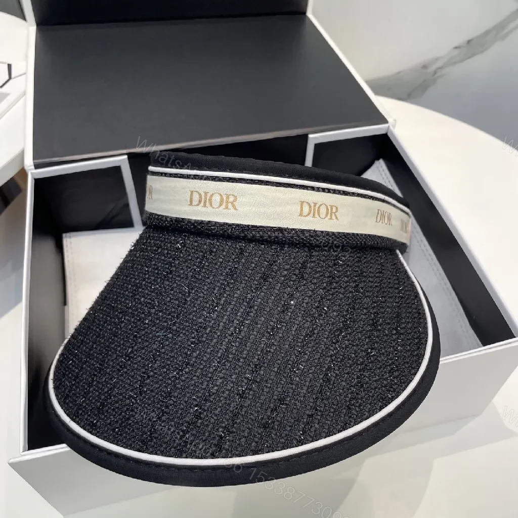 View 5 of Chic Black Visor Hat with Dior Band: Elevated Everyday Style