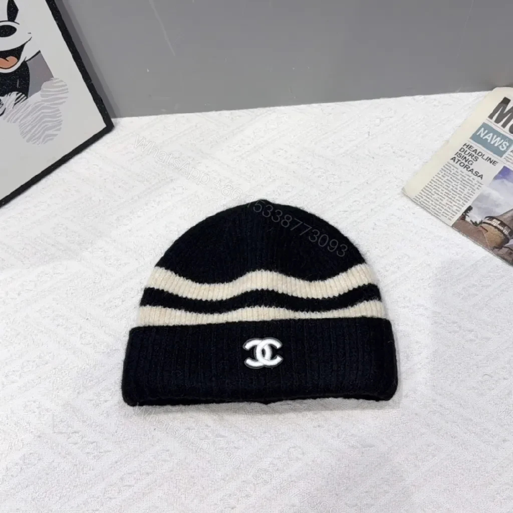 View 4 of Chic Knit Beanie with Stripe Detail – Luxury Everyday Style