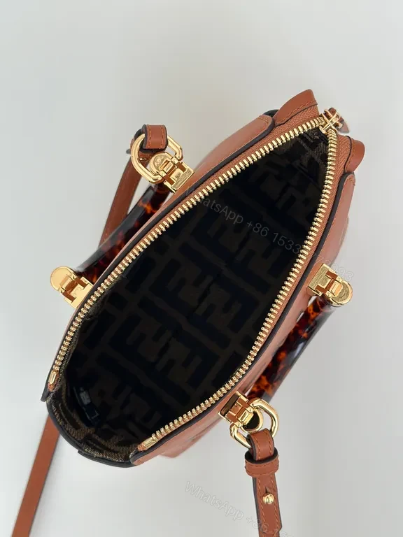 View 3 of Tan Leather Crossbody with Fendi Roma Monogram Crossbody Bag
