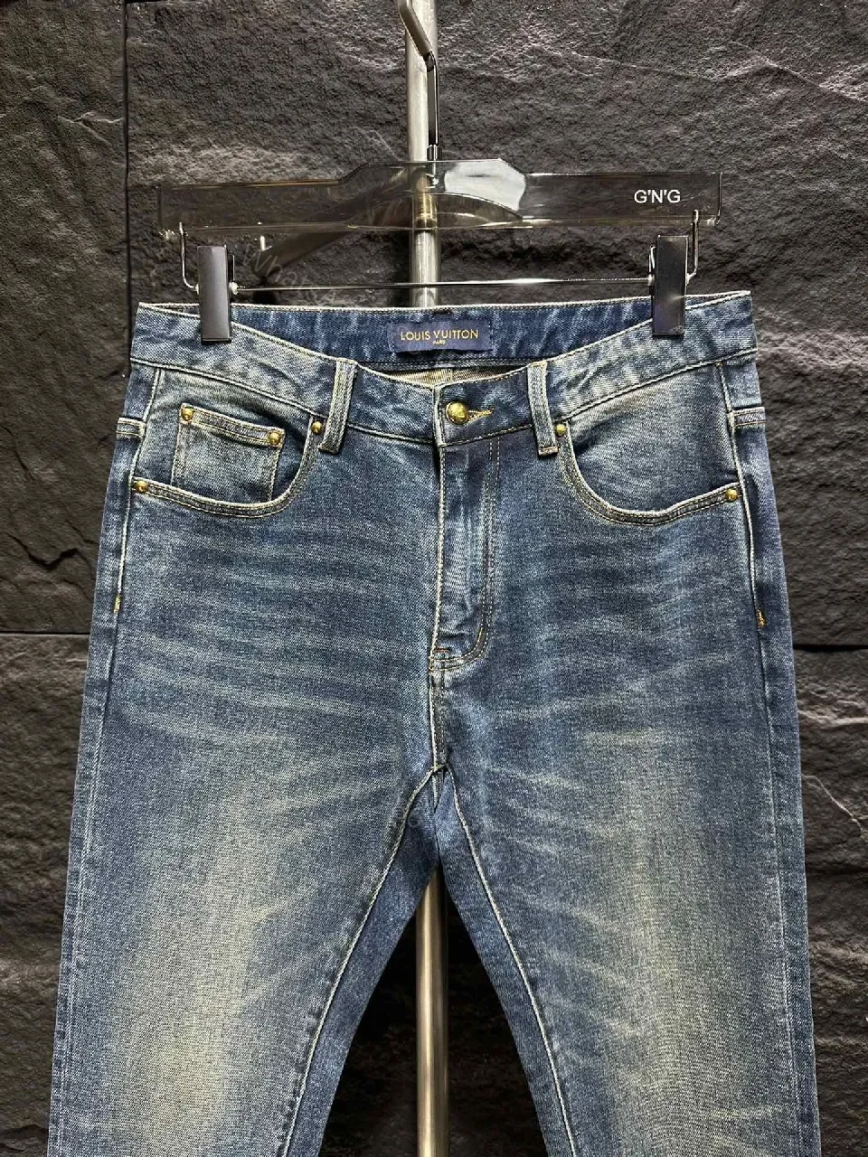 View 4 of Indigo Denim Patch Jeans: Distressed City-Luxe Style