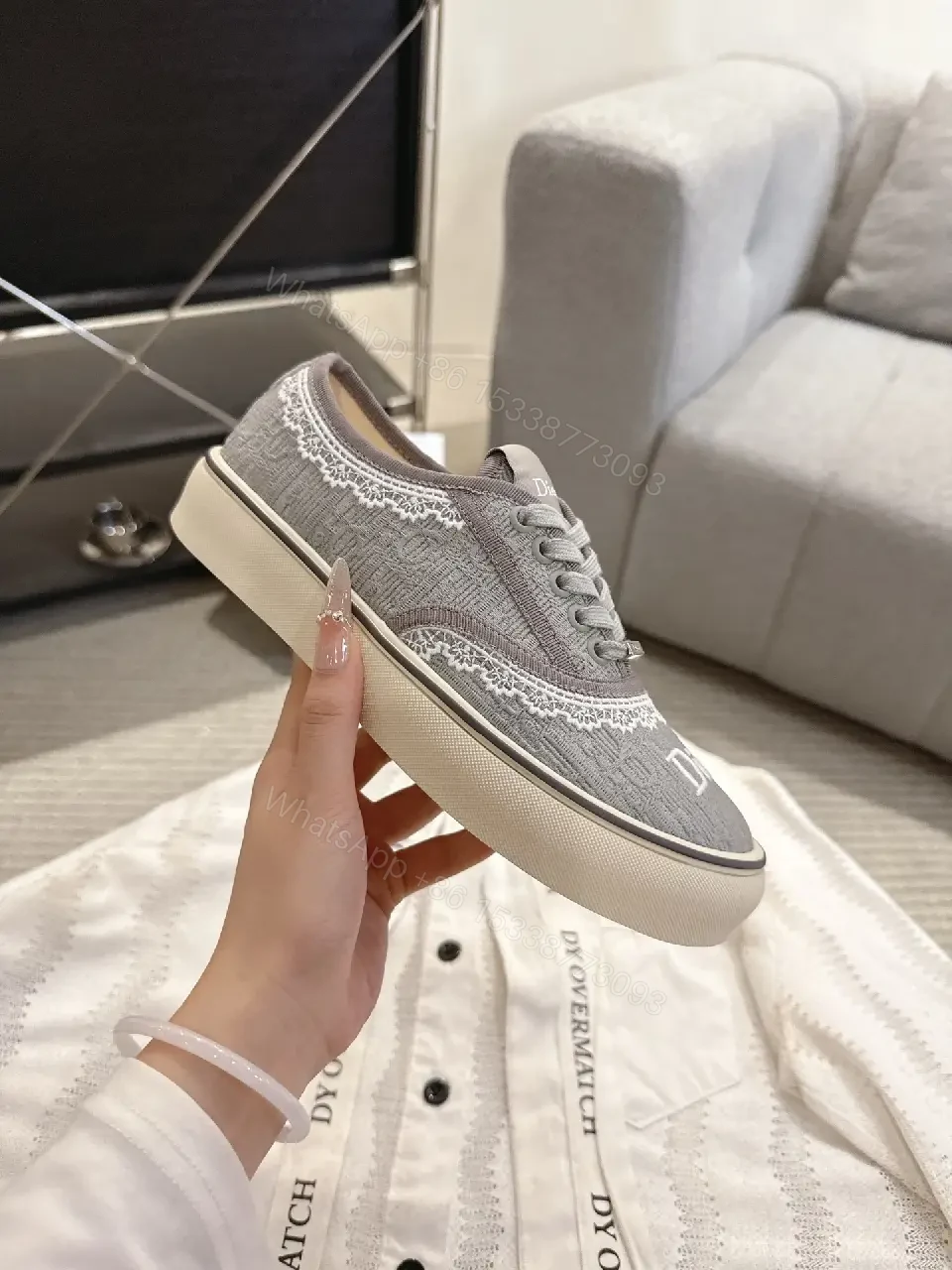 View 3 of Subtle Knit Sneaker: Premium Knit + Subtle Dior-Inspired Detailing