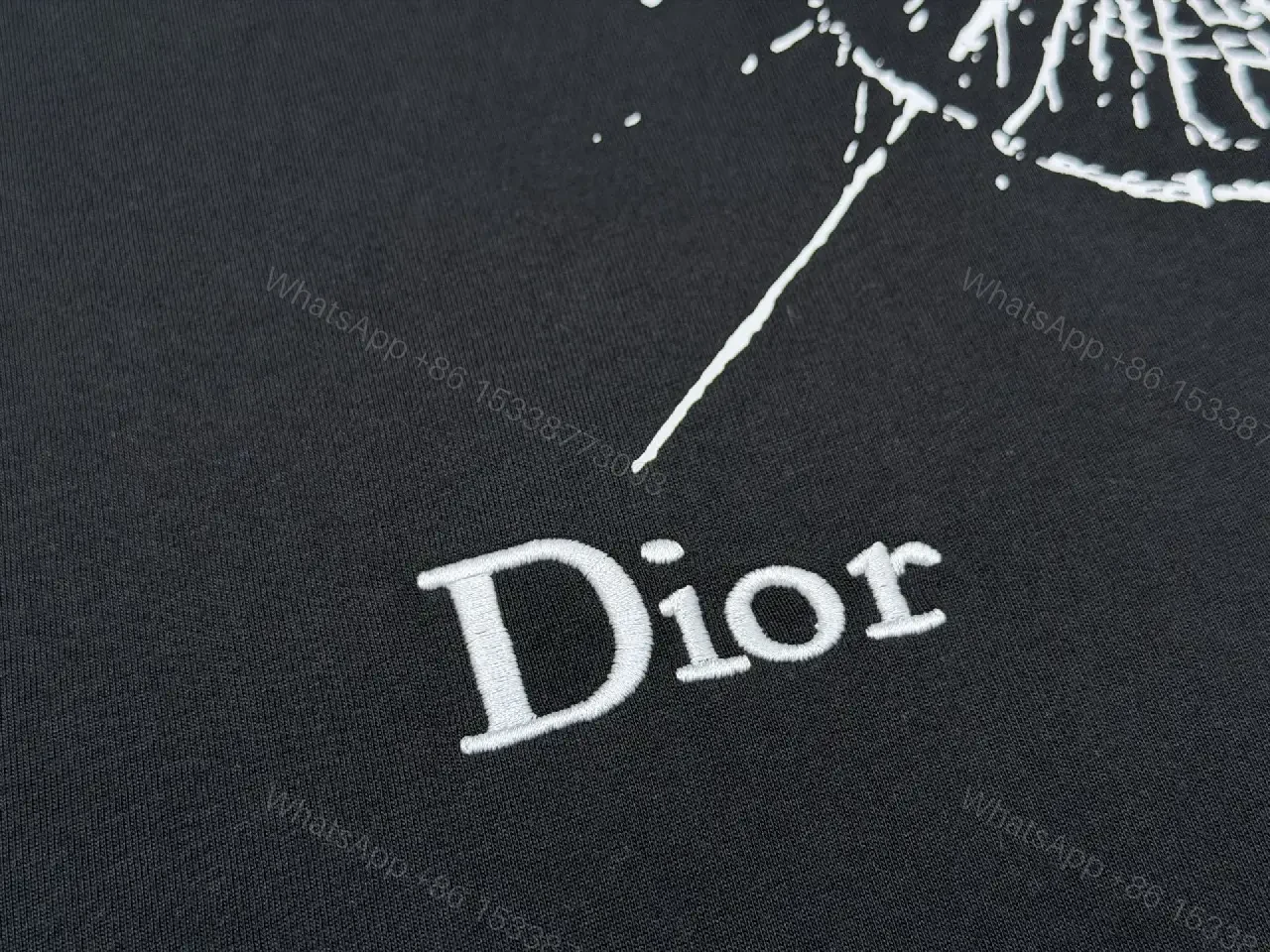 View 4 of Black Cotton Tee, Dramatic Crackle Print, Relaxed Fit, Bold Typography Tee