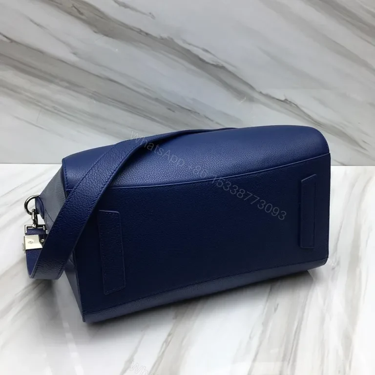 View 2 of Navy Pebbled Leather Structured Carryall â€” Premium, Versatile, Elegant