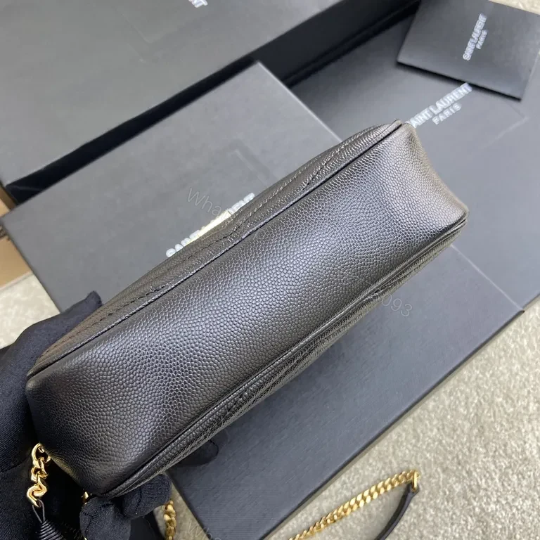 View 4 of Chic Quilted Black Crossbody with YSL Emblemâ€”Compact Luxury
