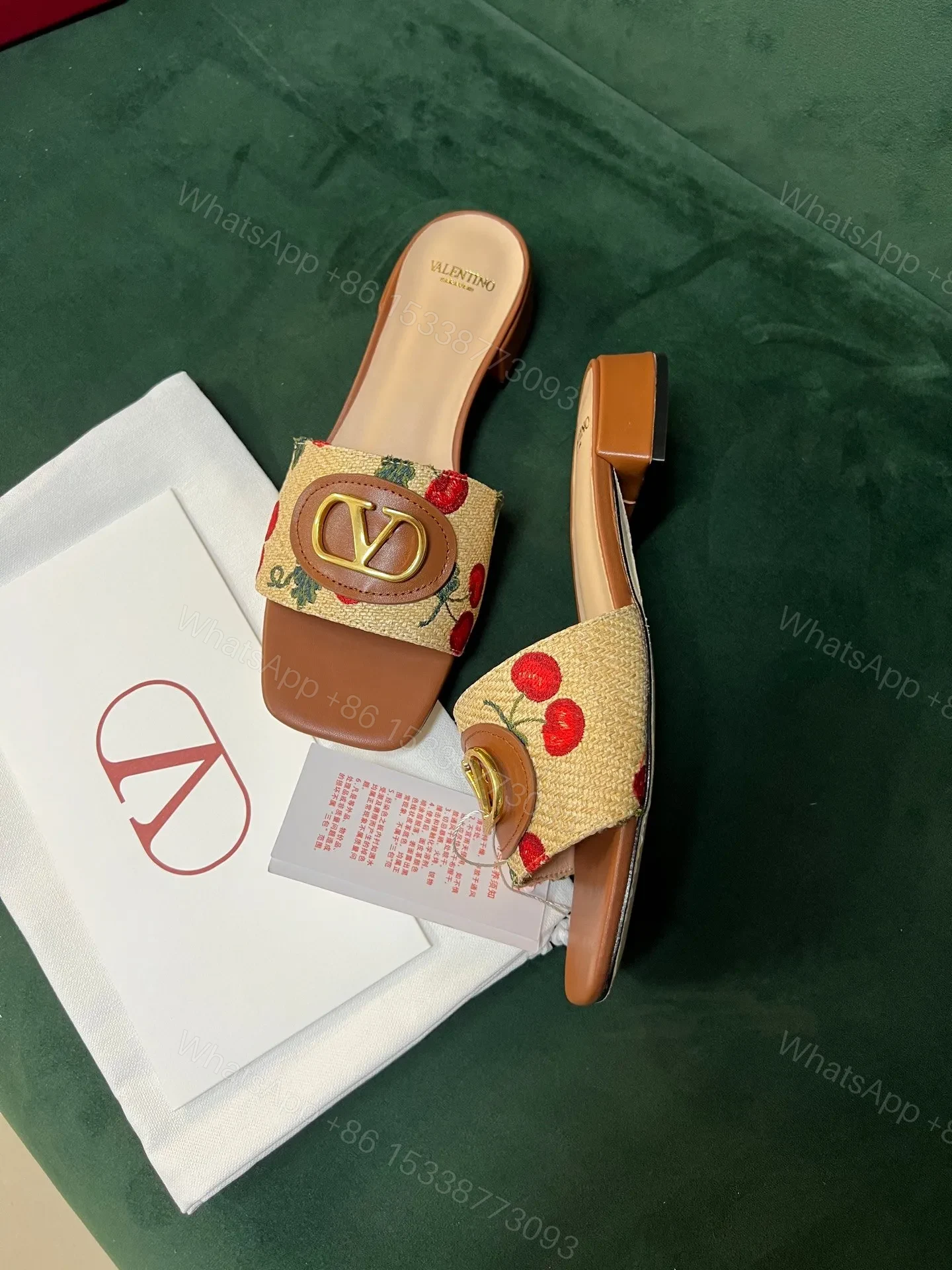 View 2 of Valentino Women Brown Leather Canvas Floral Mules