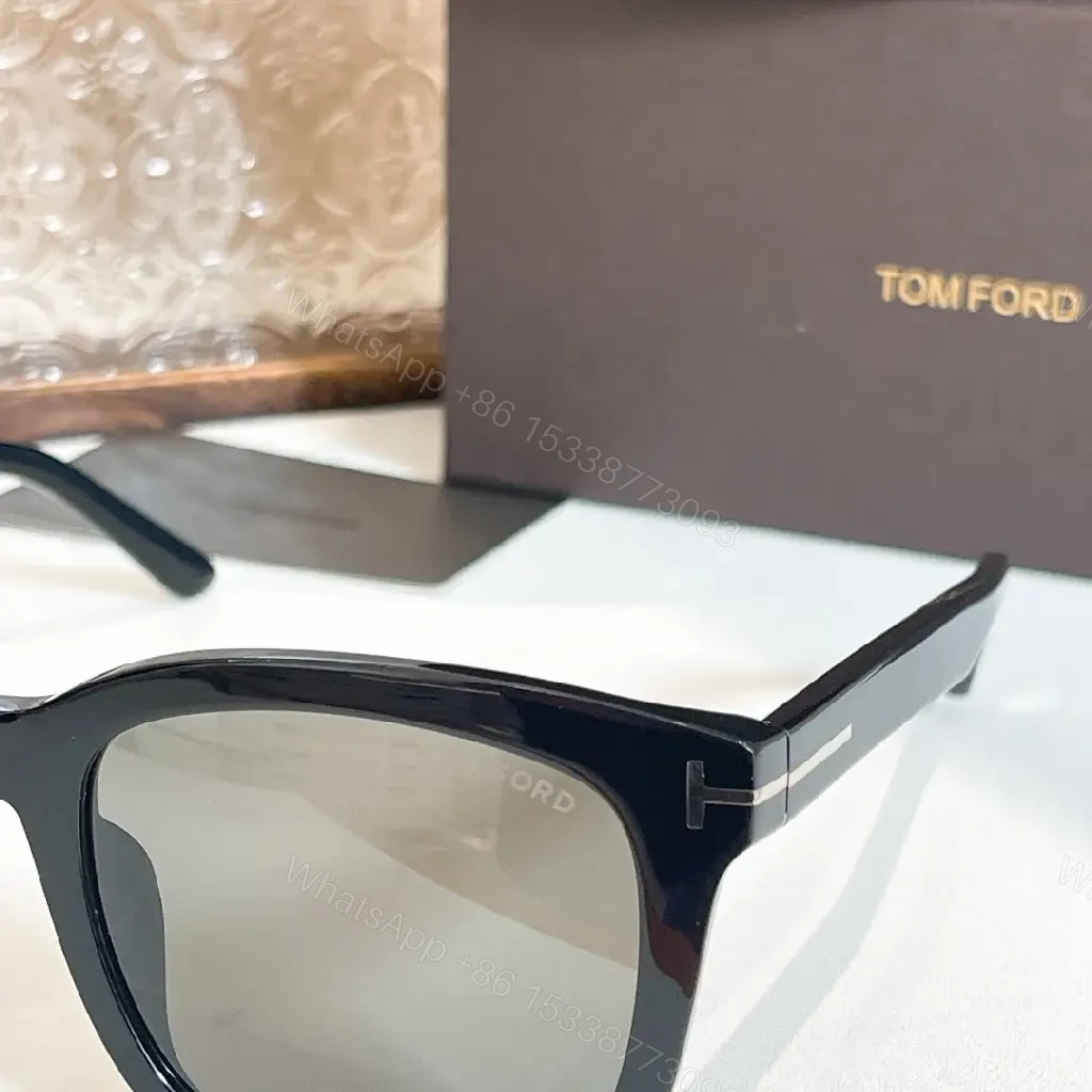 View 6 of Glossy Black Acetate Sunglasses, Modern Rectangular Style, Polarized Lenses