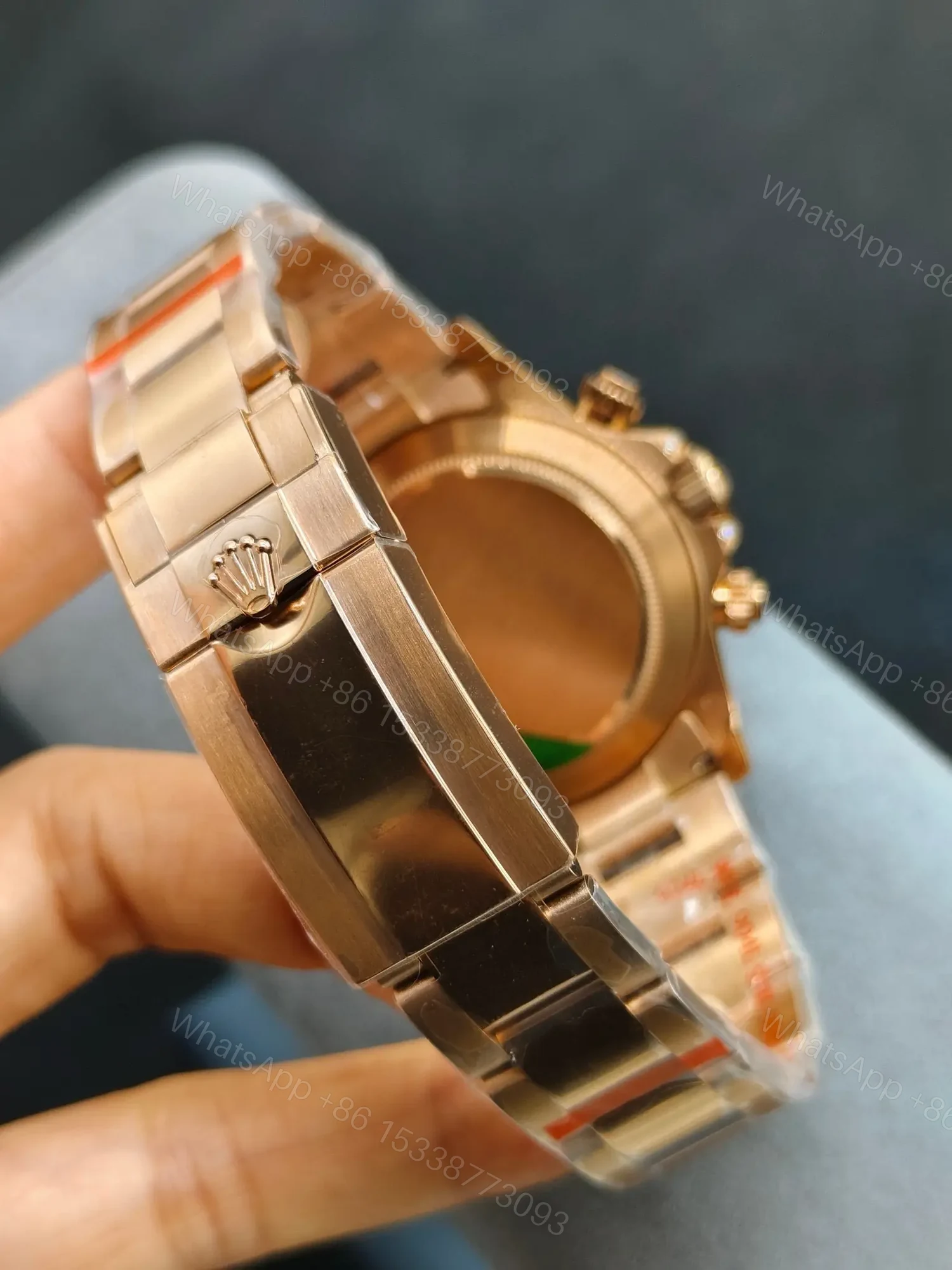 View 7 of Premium Rolex Daytona Rainbow Iced Rose Gold replica 40MM Oyster Bracelet Edition RLX-DAYTONA-RAINBOW-ICED-ROSEGOLD-40MM-OYSTER-BRACELET